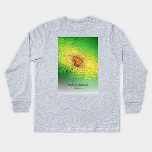 Mount Kilimanjaro Topographic Map Elevation Kids Long Sleeve T-Shirt